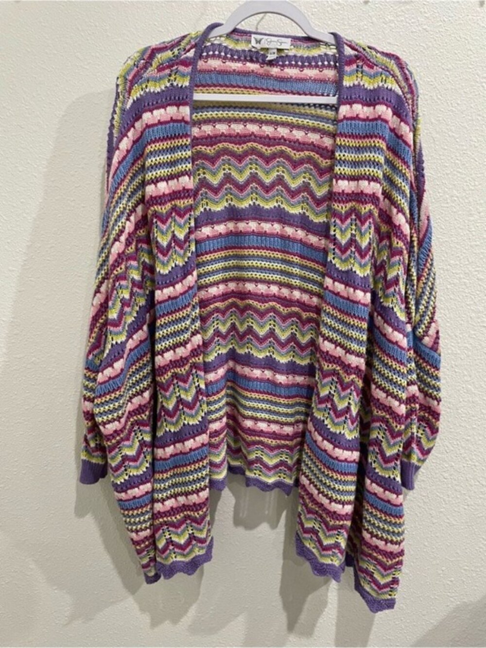 Crochet Oversized Cardigan Vintage Inspired Open Front
